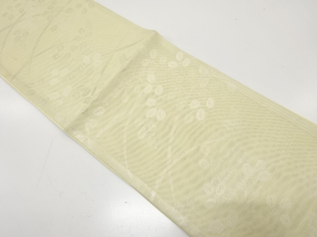 JAPANESE KIMONO / ANTIQUE FUKURO OBI FOR SUMMER / SILK / WOVEN GRASS